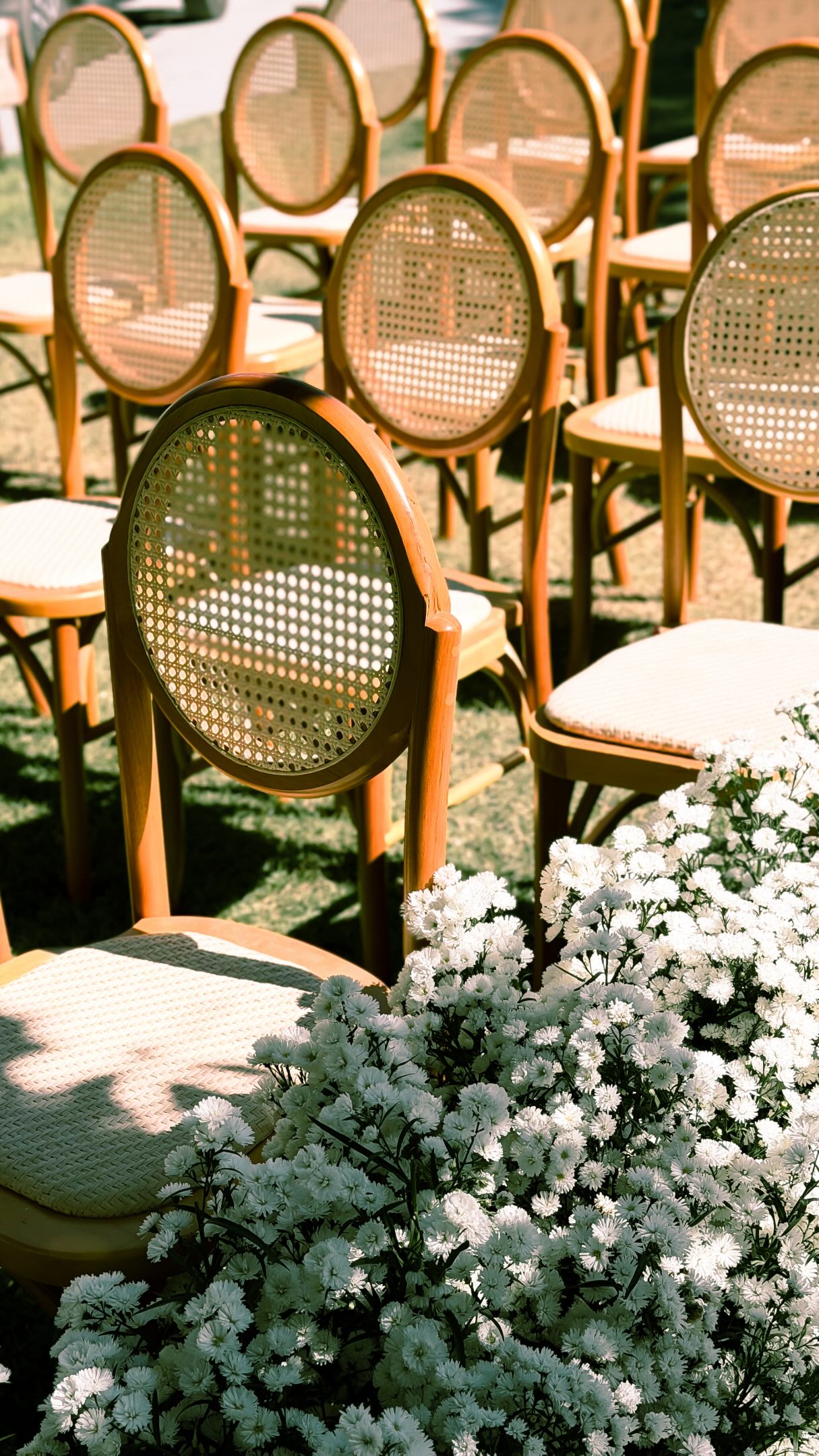 Cadeiras de cerimônia com flores